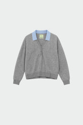 MERINO WOOL SWEATER WITH CONTRAST COLLAR