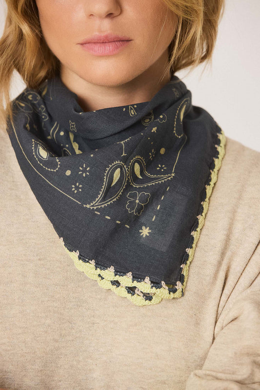 BANDANA WITH CROCHET TRIM 1