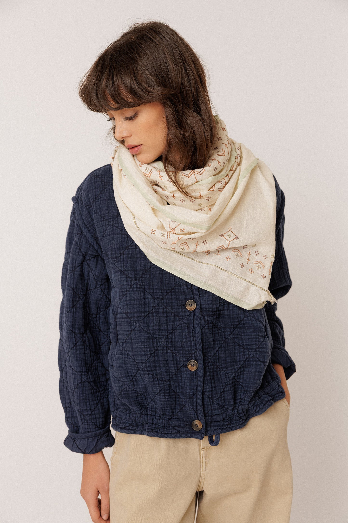 EMBROIDERED BOHO FOULARD