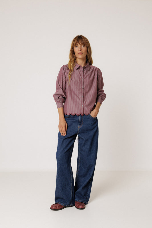SCALLOPED HEM STRIPED SHIRT 1