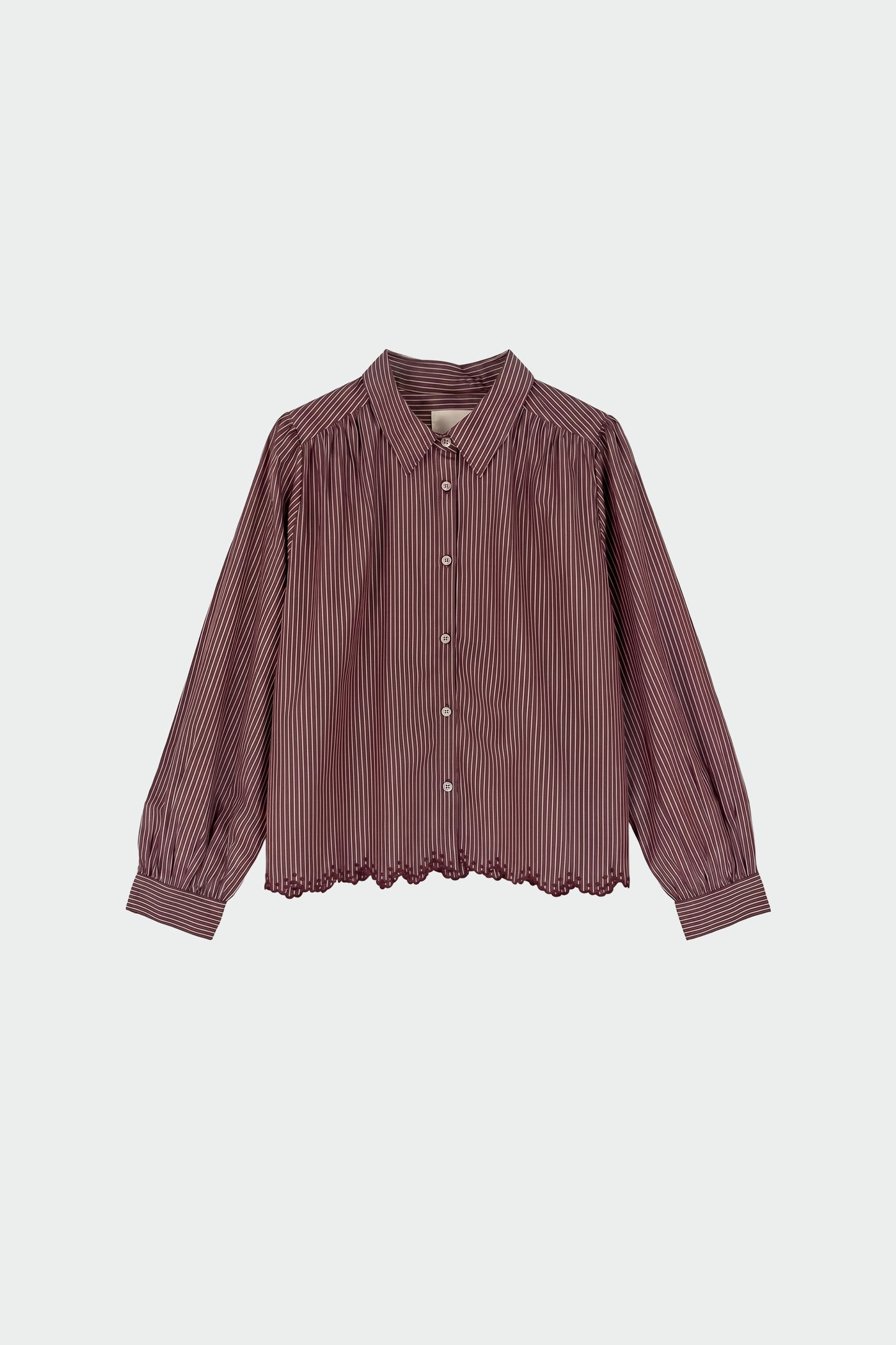 SCALLOPED HEM STRIPED SHIRT