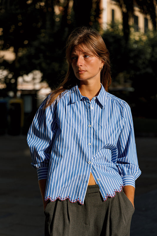 SCALLOPED HEM STRIPED SHIRT 1