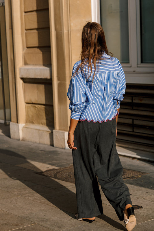 SCALLOPED HEM STRIPED SHIRT 3