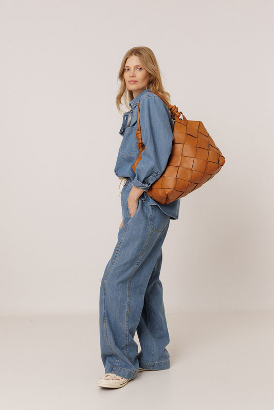 MAXI WOVEN LEATHER BAG 5
