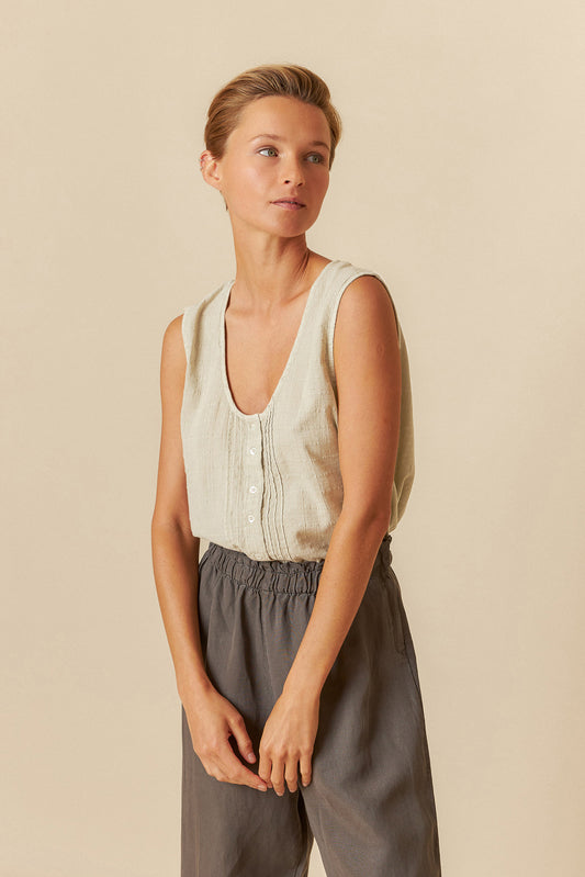 WASHED-EFFECT COMBINED T-SHIRT
