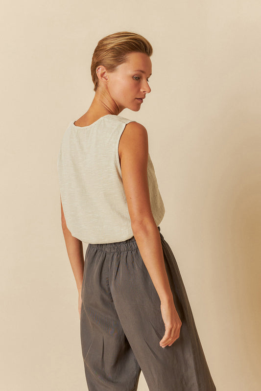 WASHED-EFFECT COMBINED T-SHIRT