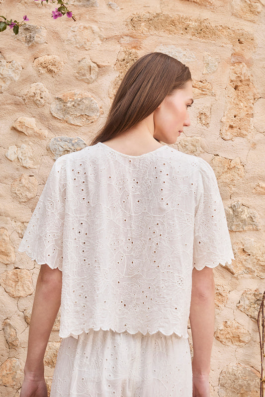 SCALLOPED-DETAILS SHIRT