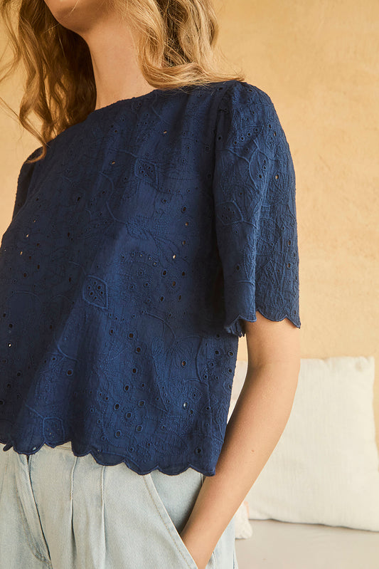 SCALLOPED-DETAILS SHIRT