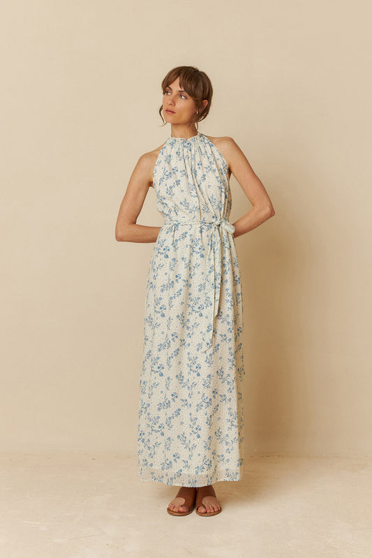 BICOLOR HALTER DRESS
