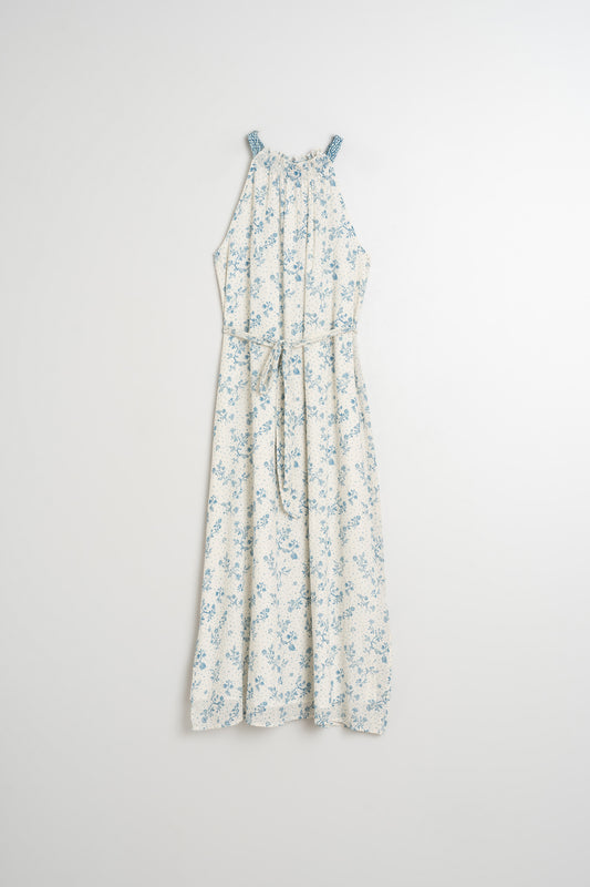 BICOLOR HALTER DRESS