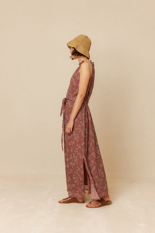 BICOLOR HALTER DRESS