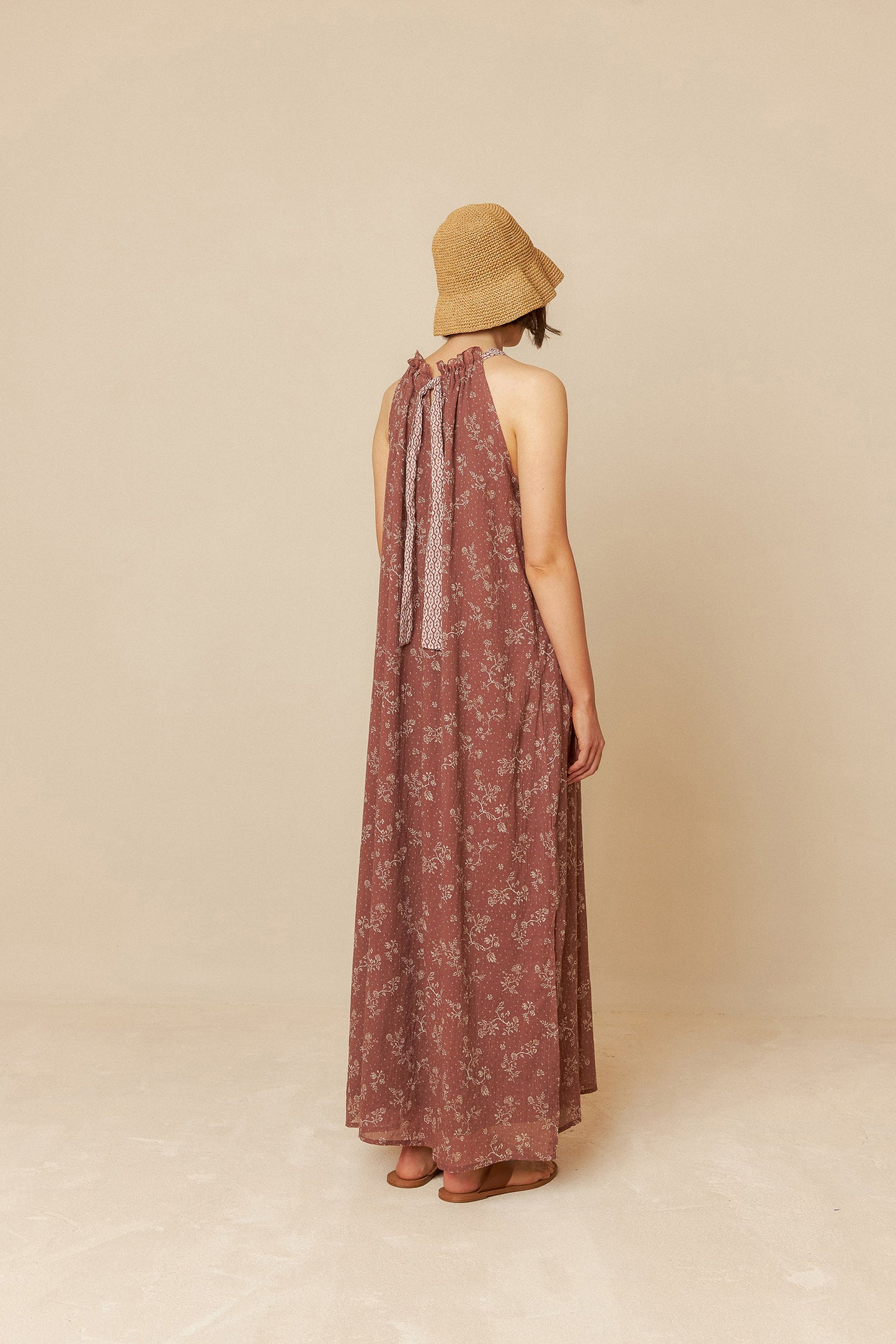 BICOLOR HALTER DRESS