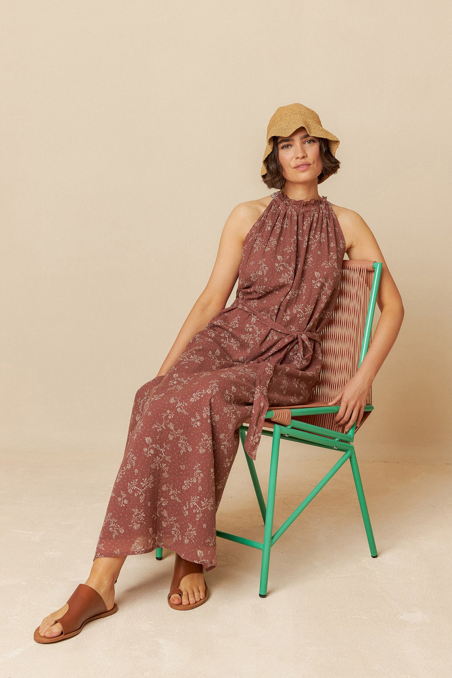 BICOLOR HALTER DRESS