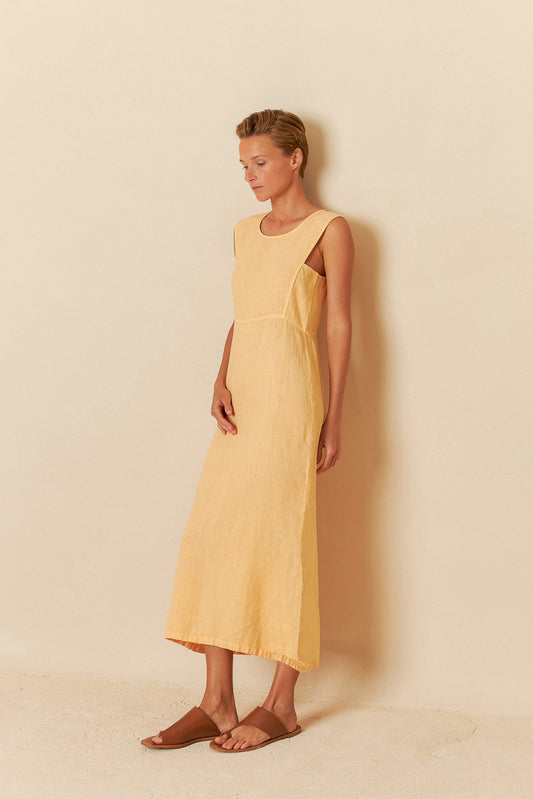 LINEN MIDI DRESS