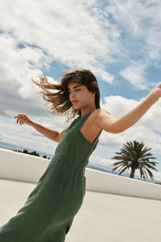 LINEN MIDI DRESS