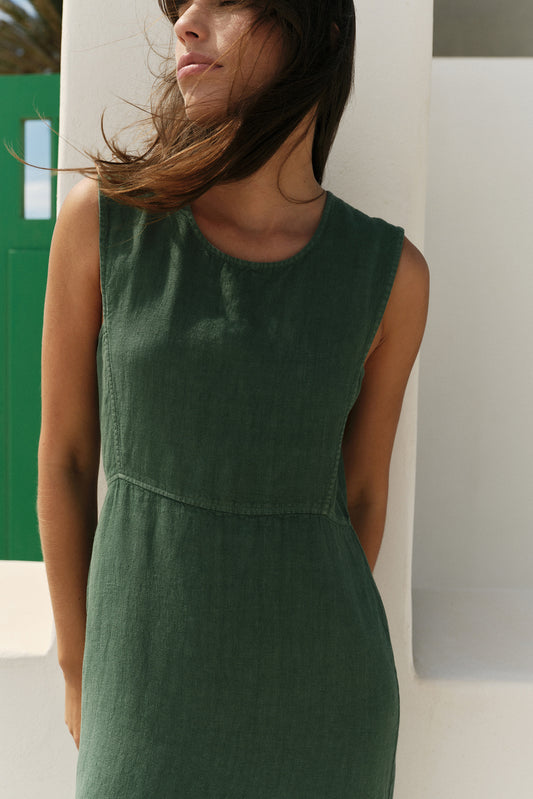 LINEN MIDI DRESS