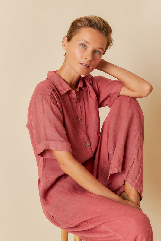 LINEN SHIRT JUMPSUIT