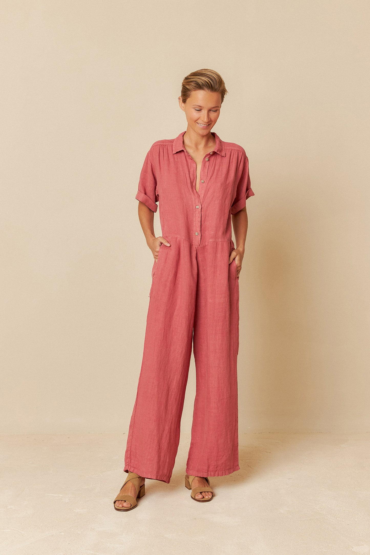 LINEN SHIRT JUMPSUIT