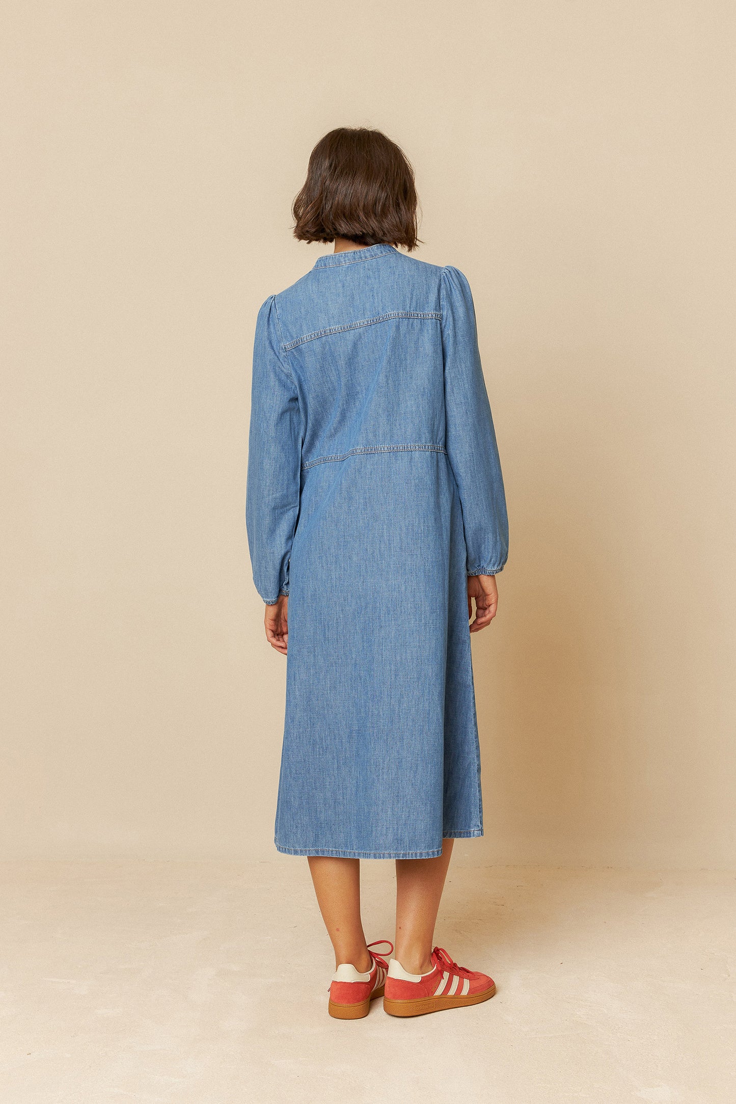 WASHED-EFFECT DENIM DRESS