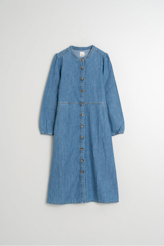WASHED-EFFECT DENIM DRESS