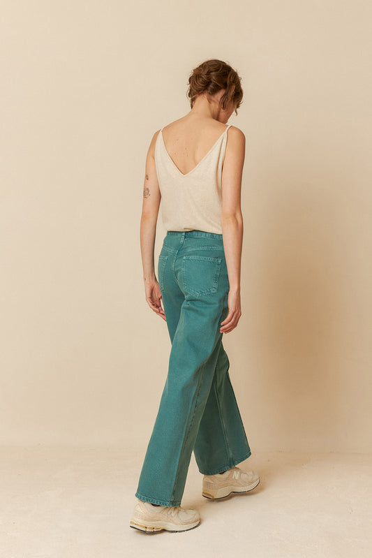 WIDE LEG HERRINGBONE PANTS