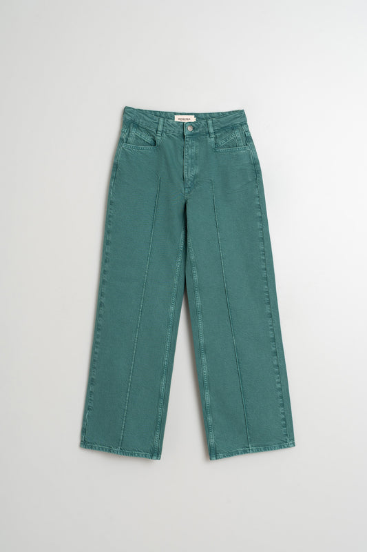 WIDE LEG HERRINGBONE PANTS