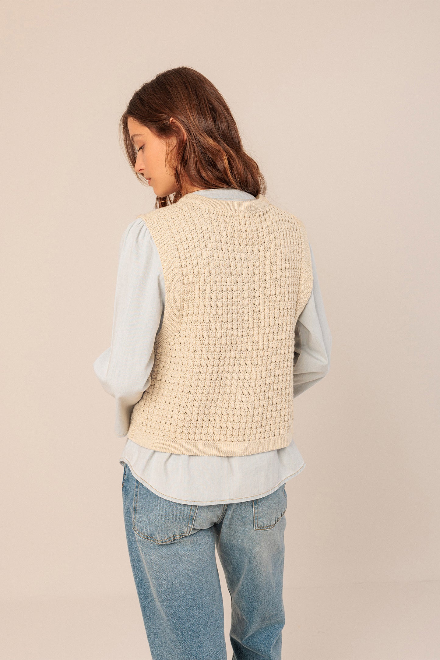 BASKET WEAVE KNIT VEST