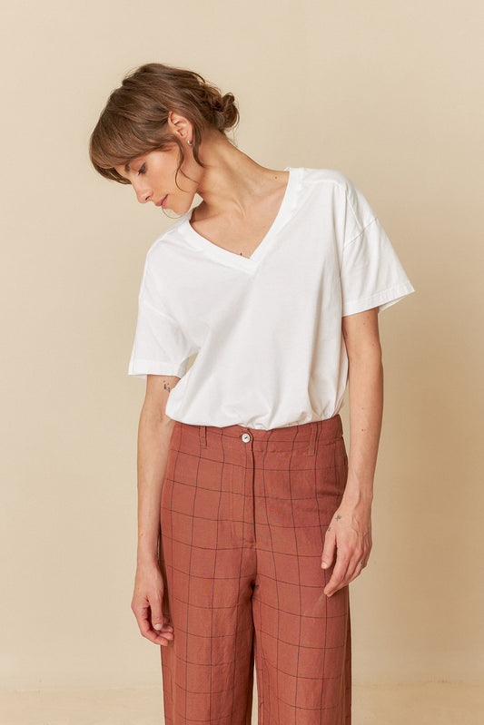 V-NECK COTTON T- SHIRT