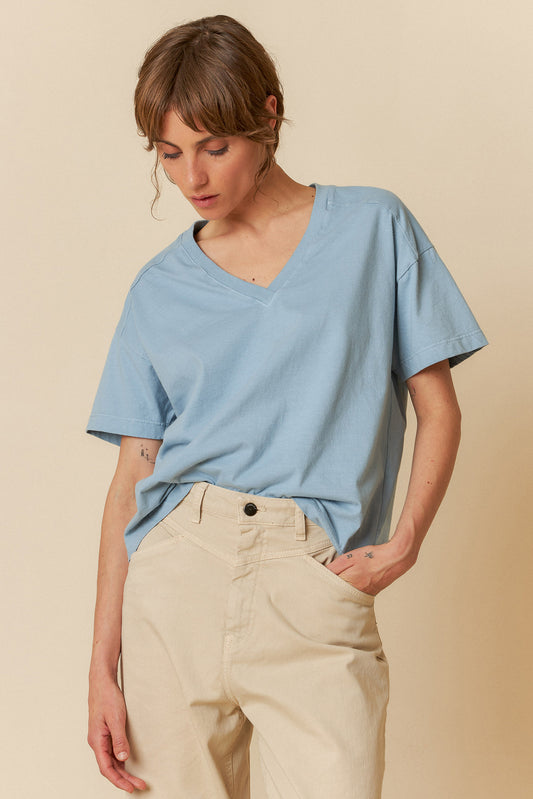 V-NECK COTTON T- SHIRT