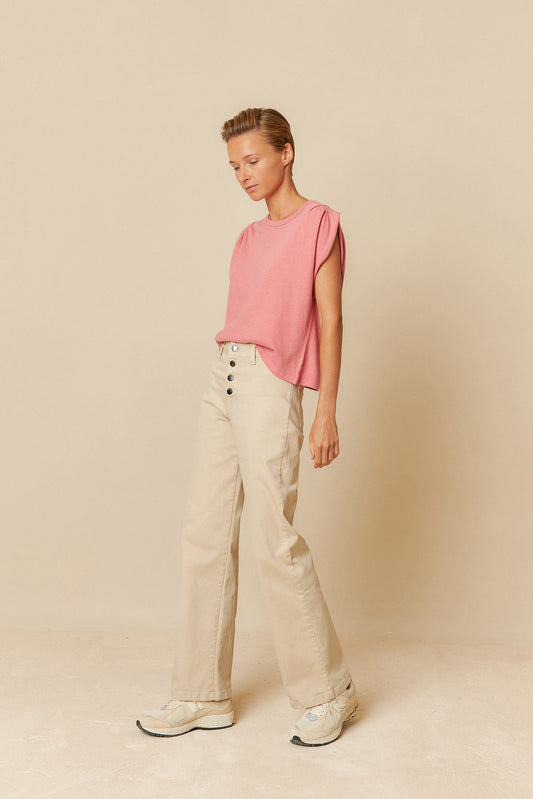 PLEATED MELANGE T-SHIRT