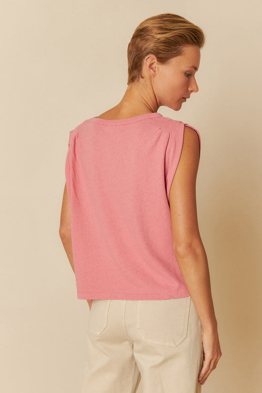 PLEATED MELANGE T-SHIRT