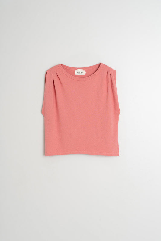 PLEATED MELANGE T-SHIRT