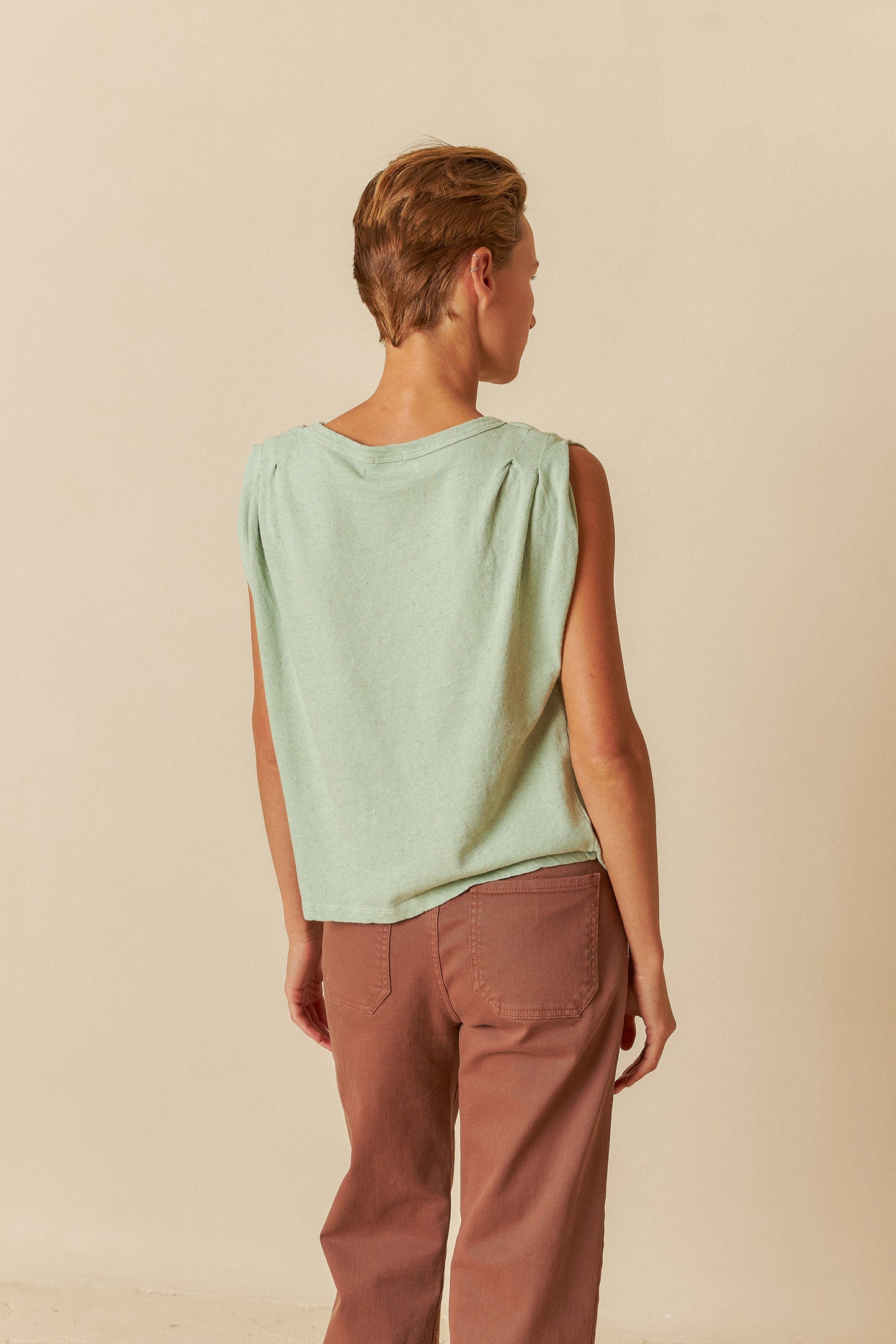 PLEATED MELANGE T-SHIRT