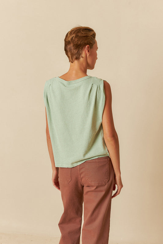 PLEATED MELANGE T-SHIRT