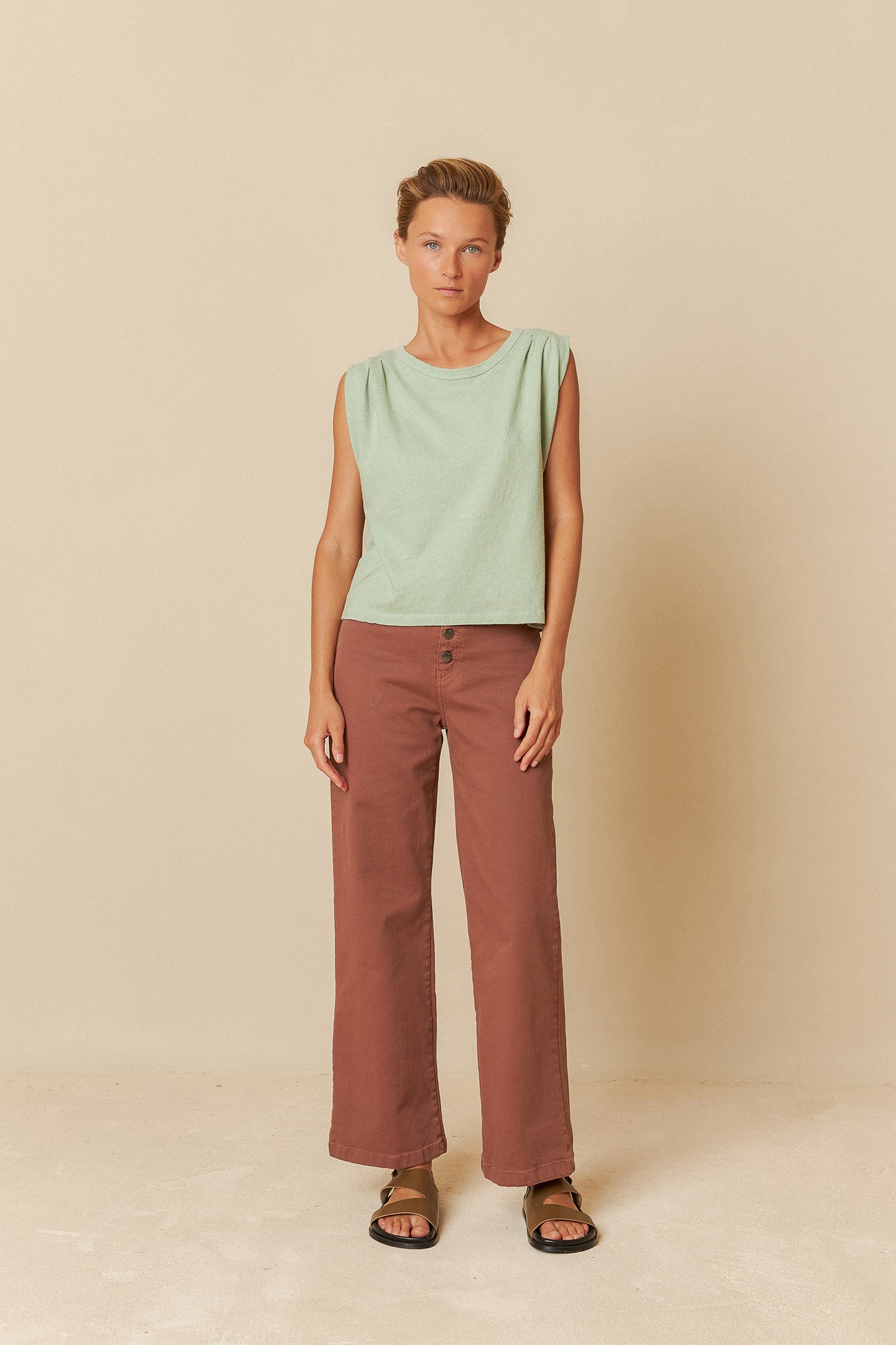 PLEATED MELANGE T-SHIRT