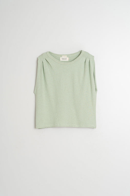 PLEATED MELANGE T-SHIRT