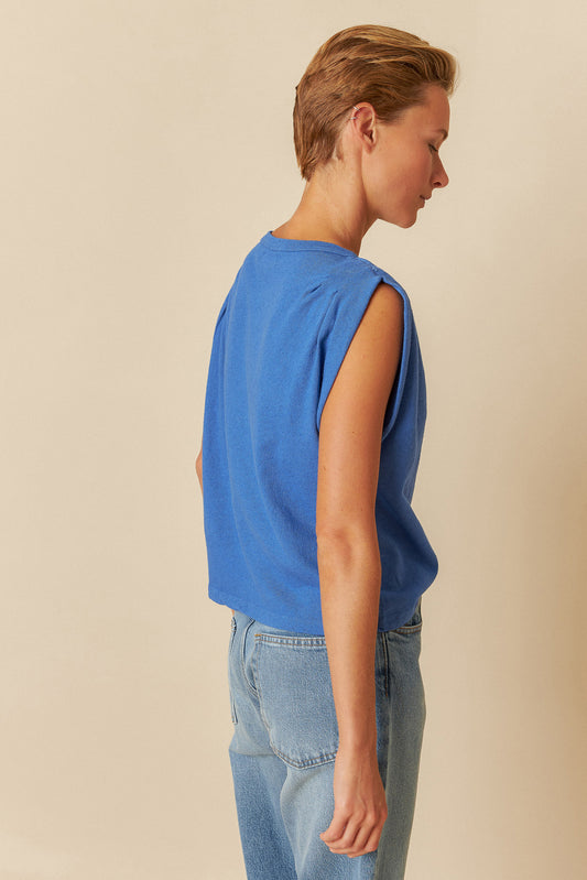 PLEATED MELANGE T-SHIRT