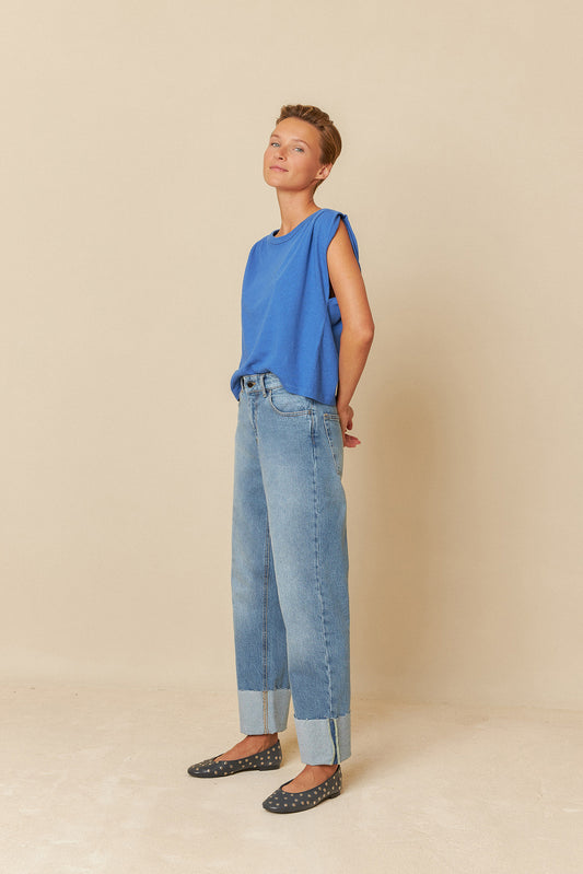 PLEATED MELANGE T-SHIRT