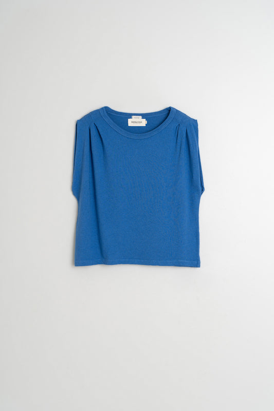 PLEATED MELANGE T-SHIRT