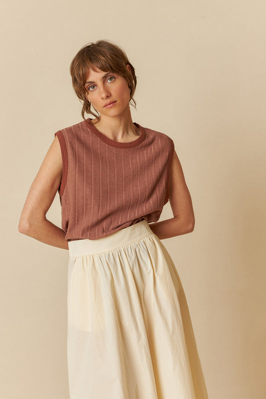 RIBBED KNIT T-SHIRT