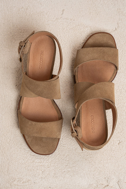 CROSSED SUEDE SANDALS