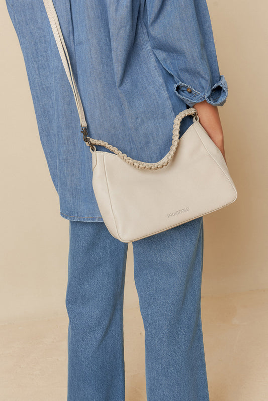 LEATHER BAG WITH BRAIDED HANDLE