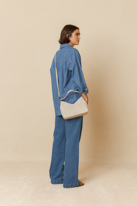 LEATHER BAG WITH BRAIDED HANDLE