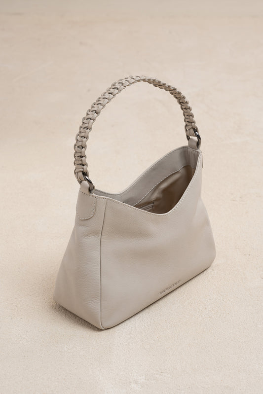 LEATHER BAG WITH BRAIDED HANDLE
