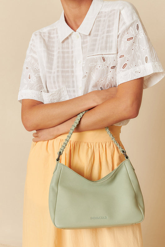 LEATHER BAG WITH BRAIDED HANDLE