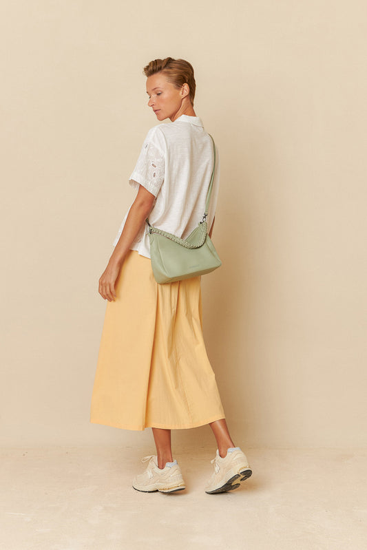 LEATHER BAG WITH BRAIDED HANDLE