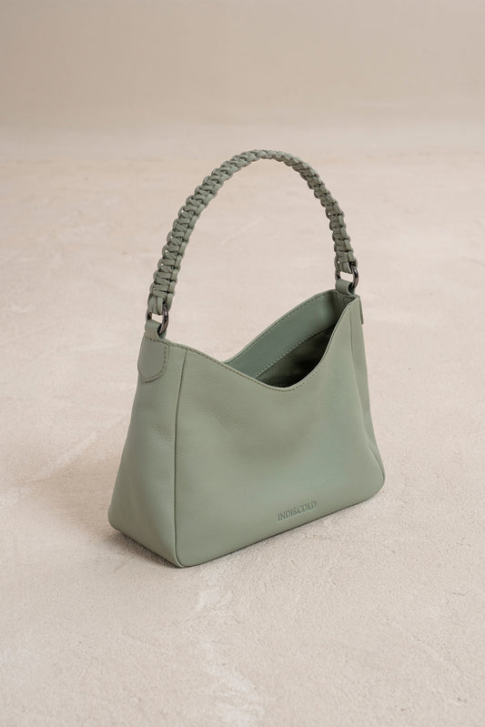 LEATHER BAG WITH BRAIDED HANDLE