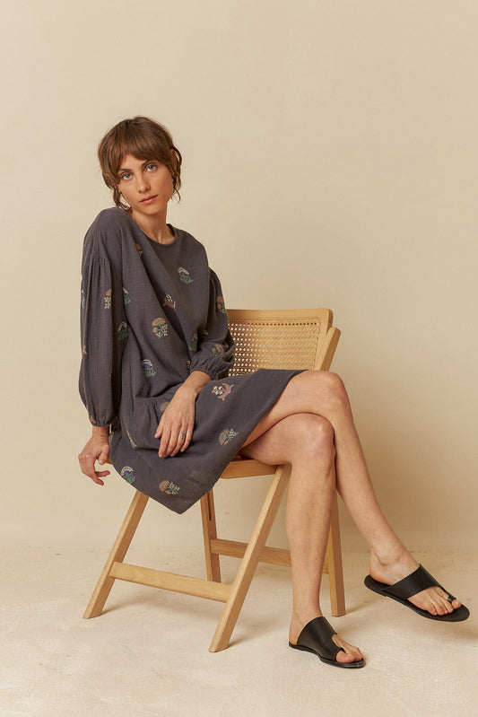 MULTI-COLOR EMBROIDERED DRESS