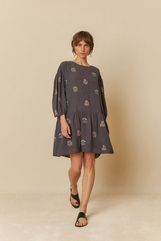 MULTI-COLOR EMBROIDERED DRESS