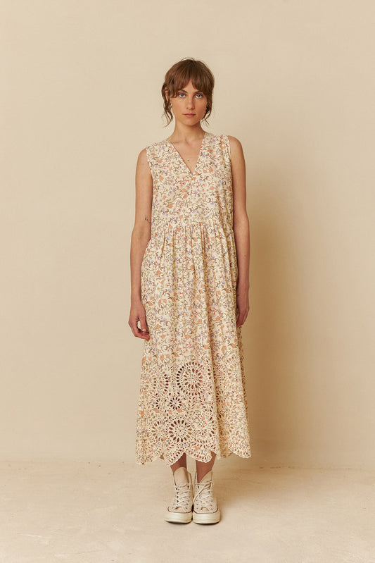EMBROIDERED POPLIN DRESS